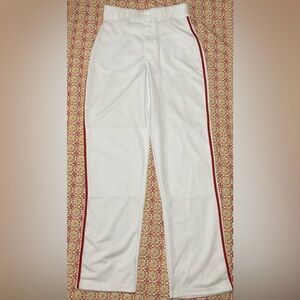 Champro White Baseball Pants‎ with Red Stripe | Adult Size S | Light Stains